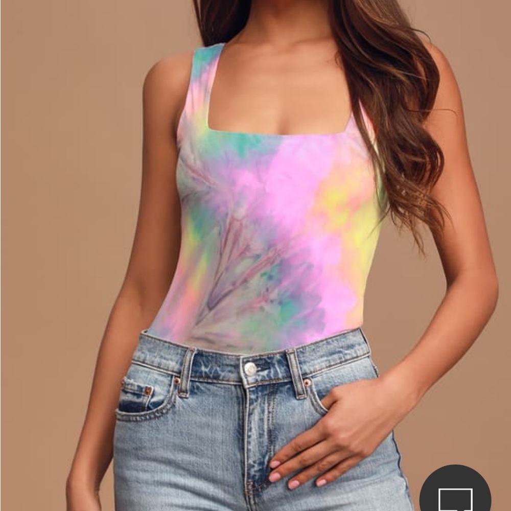 Lulus Full Of Energy Neon Green Tie-Dye Sleeveless Bodysuit